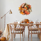 24 Inch Fall Wreaths for Front Door, Autumn Pumpkin Maple Wreath with Hanger, alternate view 6