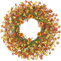 24 Inch Fall Wreaths for Front Door, Daisy Wreath with Wild Floral for Farmhouse Porch Wall Living Room Home
