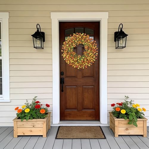 24 Inch Fall Wreaths for Front Door, Daisy Wreath with Wild Floral for Farmhouse Porch Wall Living Room Home, alternate view