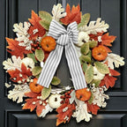 24 Inch Fall Wreaths for Front Door, Home Decor Farmhouse Off White in Off White