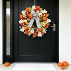24 Inch Fall Wreaths for Front Door, Home Decor Farmhouse Off White in Off White, alternate view 3