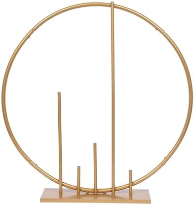 24 inch Gold Metal Round Floral Hoop Centerpiece with Pillars, Elevated Self Standing Table Arch Frame for, alternate view 7