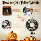 24 Inch Halloween Wreath for Front Door with Striped Hat, Legs in Hat-legs, alternate view 4