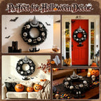 24 Inch Halloween Wreath for Front Door with Striped Hat, Legs in Hat-legs, alternate view 6
