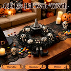 24 Inch Halloween Wreath for Front Door with Striped Hat, Legs in Hat-legs, alternate view 7