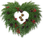 24 Inch Heart Artificial Christmas Wreath with Bronzed Bells