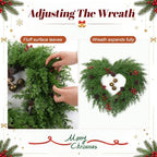 24 Inch Heart Artificial Christmas Wreath with Bronzed Bells, alternate view 4
