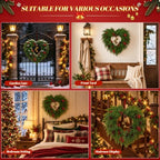 24 Inch Heart Artificial Christmas Wreath with Bronzed Bells, alternate view 5