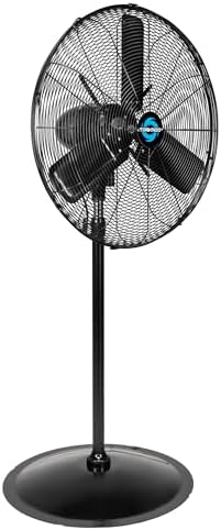 24 Inch High Velocity Outdoor Oscillating Pedestal Fan IPX4, Industrial Use 2 Speed 7600 CFM 1/4 HP 10 FT Cord