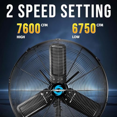 24 Inch High Velocity Outdoor Oscillating Pedestal Fan IPX4, Industrial Use 2 Speed 7600 CFM 1/4 HP 10 FT Cord, alternate