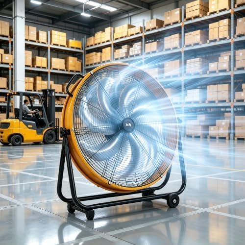 24 Inch Industrial Drum Fan with 8700 CFM 3-Speed Control, alternate view 2