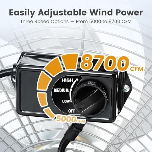 24 Inch Industrial Drum Fan with 8700 CFM 3-Speed Control, alternate view 5