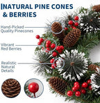 24 Inch Lighted Christmas Wreath, Snowy Pine for Front Door, alternate view 4