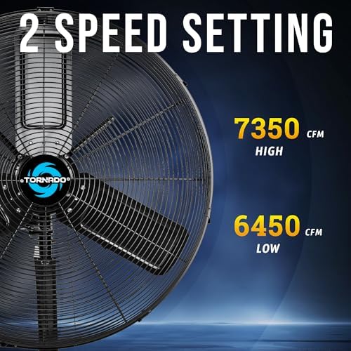 24 Inch Outdoor Wall Mount Fan, IPX4 Water-Resistant, High Velocity, Oscillating, 2-Speed, 7350 CFM, TEAO Motor, alternate