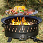 24 inch Portable Propane Fire Pits with Grill in BLACK