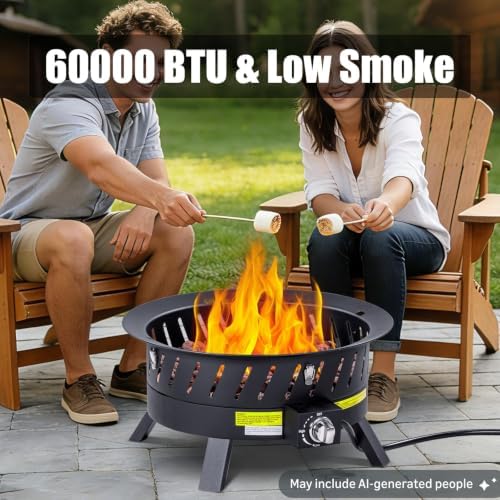 24 inch Portable Propane Fire Pits with Grill in BLACK, alternate view 2