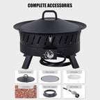 24 inch Portable Propane Fire Pits with Grill in BLACK, alternate view 4