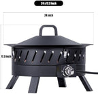 24 inch Portable Propane Fire Pits with Grill in BLACK, alternate view 5