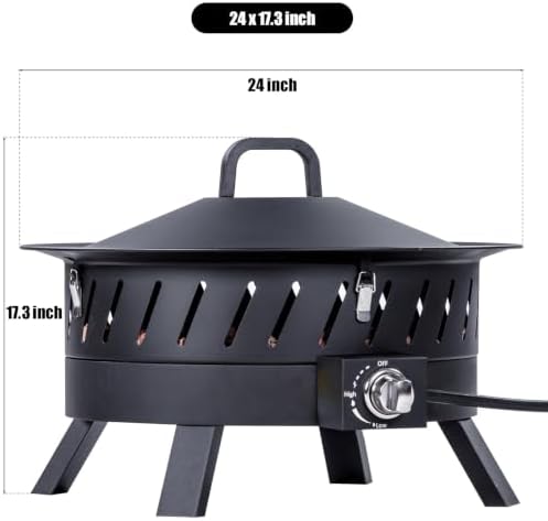 24 inch Portable Propane Fire Pits with Grill in BLACK, alternate view 5