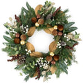 24 Inch Prelit Christmas Wreaths for Front Door, Gold and Brown