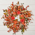 24 Inch Pumpkin Fall Wreath for Front Door with Berry & Mixed Leaves