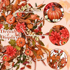 24 Inch Pumpkin Fall Wreath for Front Door with Berry & Mixed Leaves, alternate view 3