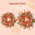 24 Inch Pumpkin Fall Wreath for Front Door with Berry & Mixed Leaves, alternate view 4