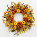 24 Inch Pumpkin Wreath Fall Wreaths for Front Door with Hydrangeas