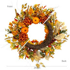 24 Inch Pumpkin Wreath Fall Wreaths for Front Door with Hydrangeas, alternate view 2