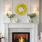 24 Inch Spring Wreath for Front Door, Artificial Yellow Forsythia Flower Grapevine Wreath for All Seasons, alternate view 2