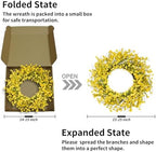 24 Inch Spring Wreath for Front Door, Artificial Yellow Forsythia Flower Grapevine Wreath for All Seasons, alternate view 6