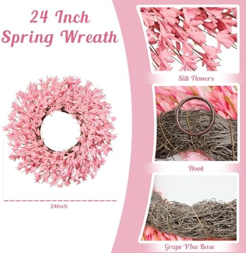 24 Inch Spring Wreaths for Front Door Large Easter Valentines, alternate view 3