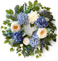 24 Inch Spring Wreaths for Front Door, Spring Summer Door Wreath with Blue Hydrangea White Peony Flower Wreath