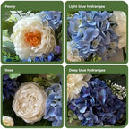 24 Inch Spring Wreaths for Front Door, Spring Summer Door Wreath with Blue Hydrangea White Peony Flower Wreath, alternate