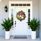 24 Inch Spring Wreaths for Front Door, Spring Wreaths, Spring Summer Door Wreaths with Yellow and Pink Dahlia, alternate view