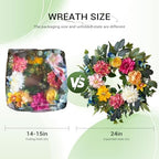 24 Inch Spring Wreaths for Front Door, Spring Wreaths, Spring Summer Door Wreaths with Yellow and Pink Dahlia, alternate view