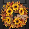 24 Inch Sunflower Fall Wreath for Front Door Decor in Red