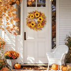 24 Inch Sunflower Fall Wreath for Front Door Decor in Red, alternate view 5