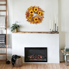 24 Inch Sunflower Fall Wreath for Front Door Decor in Red, alternate view 6