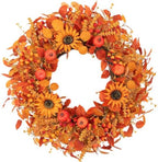 24 Inch Sunflower Mini Pumpkin Fall Wreath for Front Door