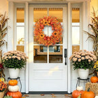 24 Inch Sunflower Mini Pumpkin Fall Wreath for Front Door, alternate view 2