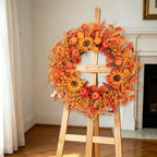 24 Inch Sunflower Mini Pumpkin Fall Wreath for Front Door, alternate view 5