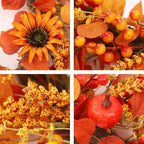 24 Inch Sunflower Mini Pumpkin Fall Wreath for Front Door, alternate view 6