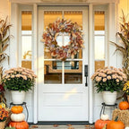 24 Inch Woodland Fall Wreath, Rustic Farmhouse Autumn Wreath with Frosted Pinecones, Bunny Tail Grass, Acorns &, alternate