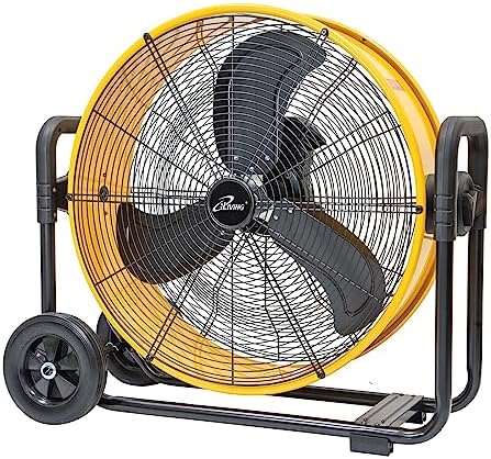 24 Inches 7341 CFM Heavy Duty High Velocity Barrel Floor Drum Fan With DC Brushless Motor, Stepless Speed