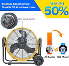 24 Inches 7341 CFM Heavy Duty High Velocity Barrel Floor Drum Fan With DC Brushless Motor, Stepless Speed, alternate view 3