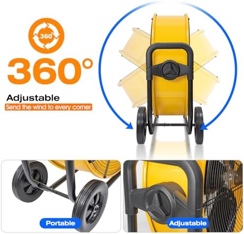 24 Inches 7341 CFM Heavy Duty High Velocity Barrel Floor Drum Fan With DC Brushless Motor, Stepless Speed, alternate view 5