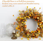 24 Inches Fall Wreath Fall Wreaths for Front Door Thanksgiving Wreath, alternate view 7