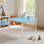 24'' Kids Folding Activity Card Table, with Ultra Soft Padded Tabletop, 1 Piece, Blue & White