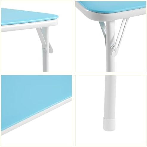 24'' Kids Folding Activity Card Table, with Ultra Soft Padded Tabletop, 1 Piece, Blue & White, alternate view 3
